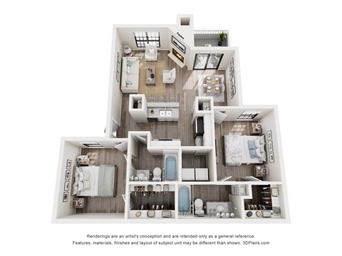 a 3d floor plan of a house