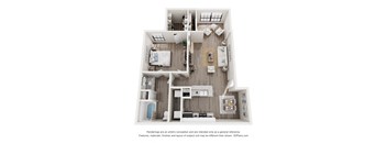 a 3d floor plan of a house with a bedroom