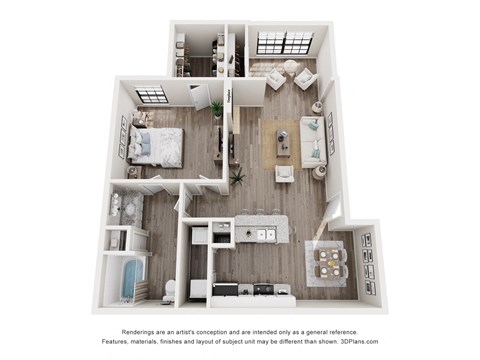 a 3d floor plan of a house with a bedroom