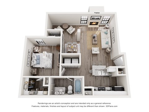 a 3d floor plan of a bedroom