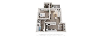 a 3d floor plan of a house with a bedroom