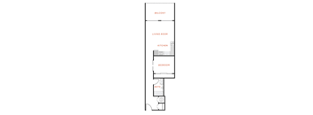 A diagram of a house with labeled rooms.