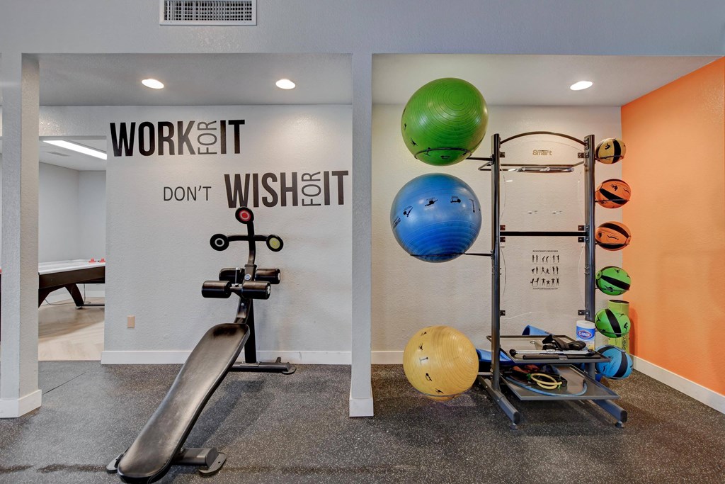 A gym with a sign that says