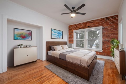 Bedroom interior at Westmore Manor Apartments, California