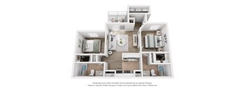 a 3d floor plan of a house with a bedroom and a bathroom