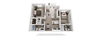 a 1 bedroom floorplan is shown in this rendering