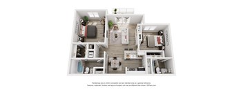 a 1 bedroom floorplan is shown in this rendering
