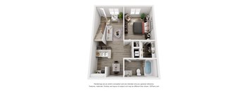 a 1 bedroom floorplan is shown in this simulated floor plan