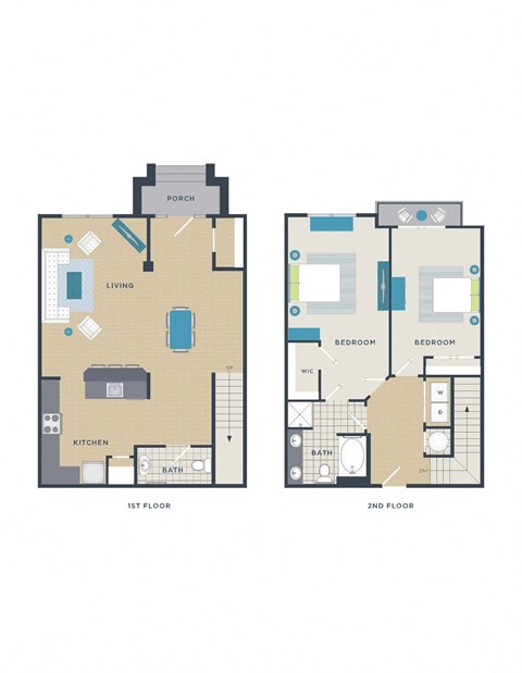 a floor plan of two different floors of a house
