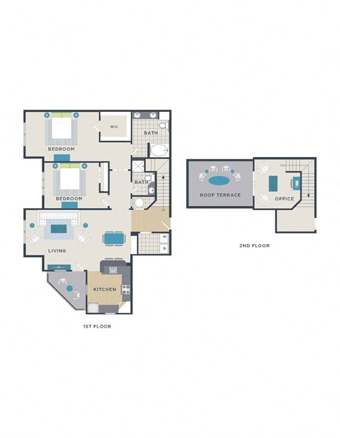 two floor plan of a home with bedroom and living room