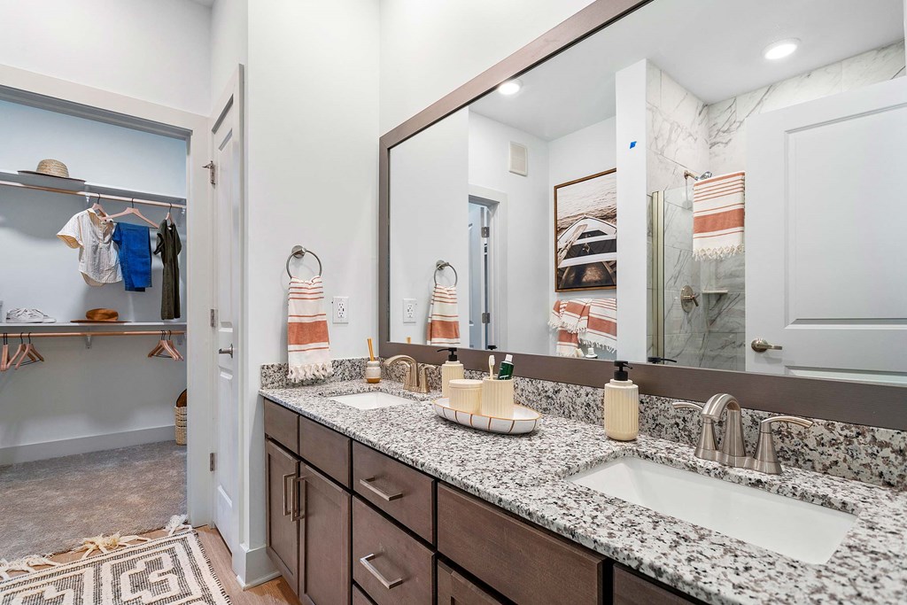 Bathroom with Granite and Walk-in Closet