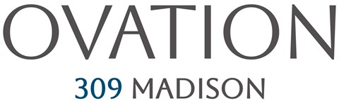 A logo with the word "OVATION" and the address "309 MADISON" below it.
