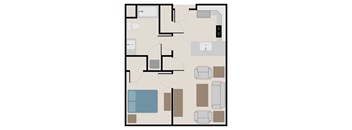 One bedroom floor plan.