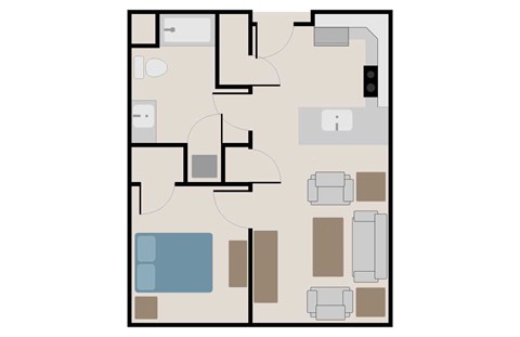One bedroom floor plan.