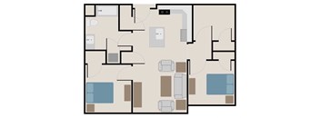 Two bedroom floor plan