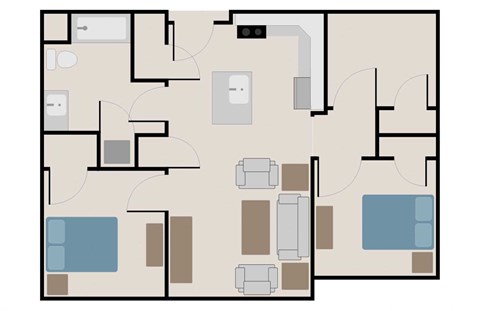 Two bedroom floor plan