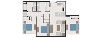 Three bedroom floor plan