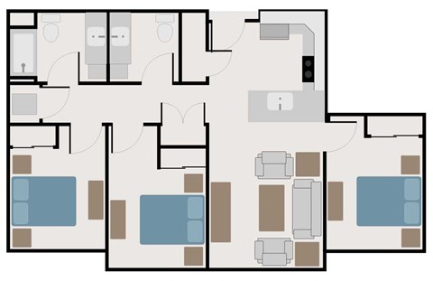 Three bedroom floor plan