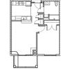 Unit Type DHC Enter by kitchen alcove on right, bath and two closets on left. Opening to living space and balcony with bedroom to the left.