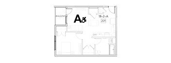A drawing of a floor plan of an apartment.