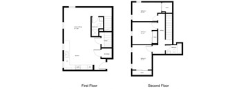 Downstairs large open floor plan 1/2 bath, bedrooms and bath upstairs.