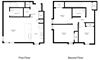 Unit 203-A Open living space and full bath on first level. Bedrooms and full bath on upper level.