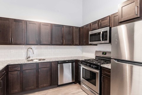 Stainless steel appliances, designer finishes