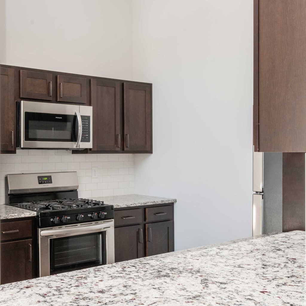 Stainless steel appliances, designer finishes