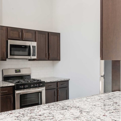 Stainless steel appliances, designer finishes