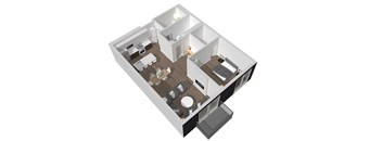 1 Bedroom | 1 Bath | Plan A 3D Balcony