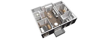 2 Bedroom |2 Bath | Plan E 3D Balcony