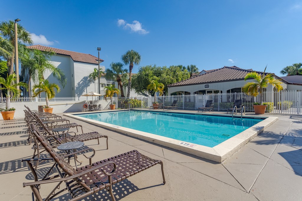 the swimming pool at our apartments in palm springs