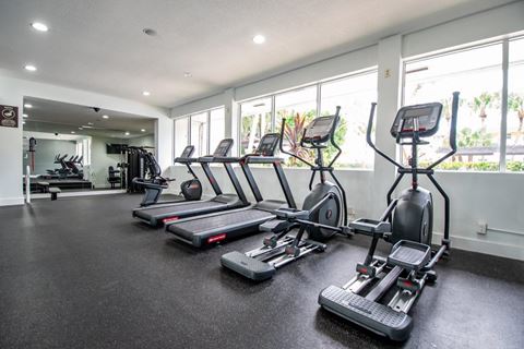 the gym is equipped with state of the art cardio equipment