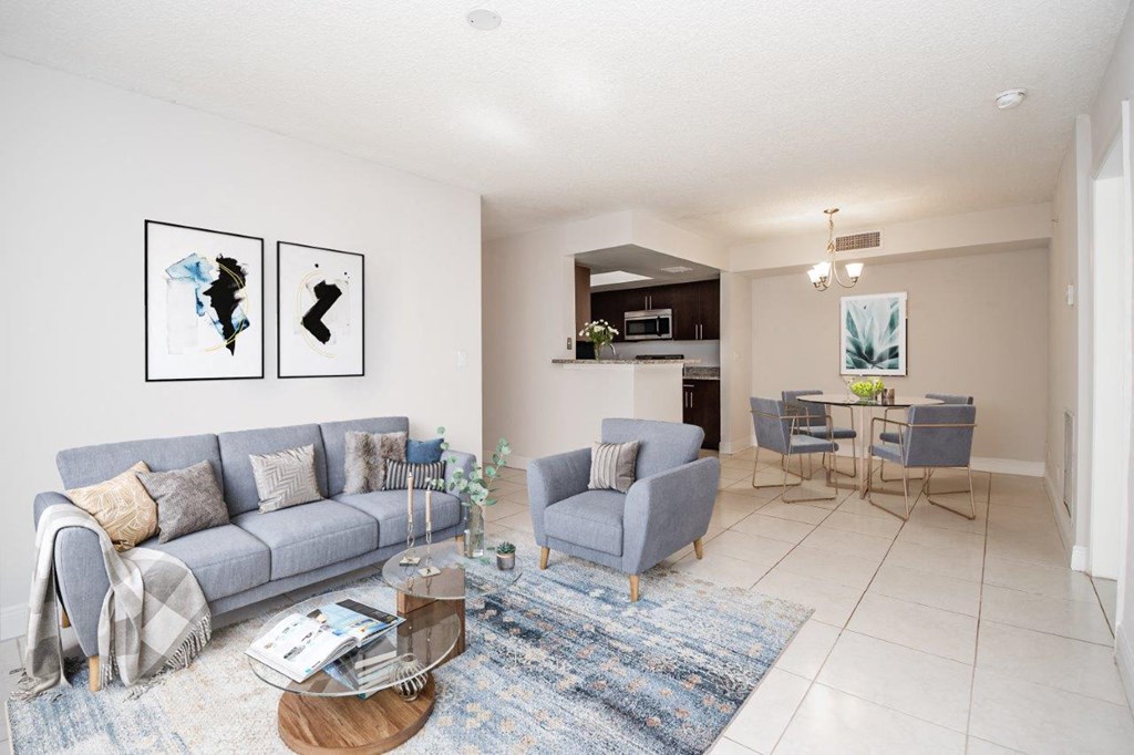 a living room with a couch and a table