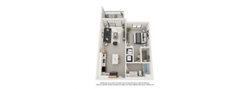 a stylized floor plan of a 1 bedroom apartment