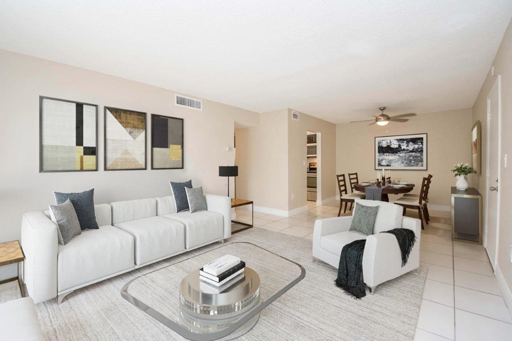 a living room with a couch and a table