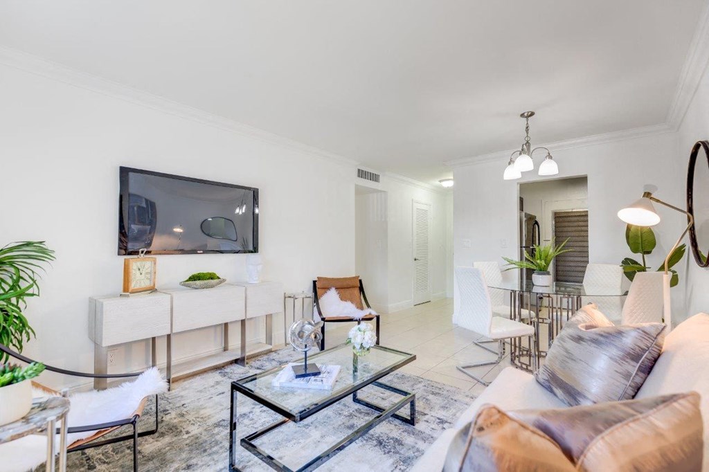 a living room with a couch and a television