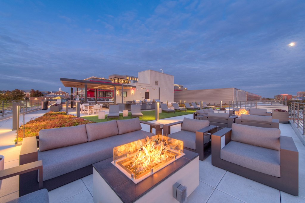 Outdoor fire pit on a rooftop