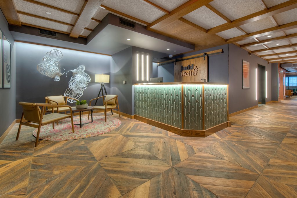 Judd Lobby with reception desk and seating