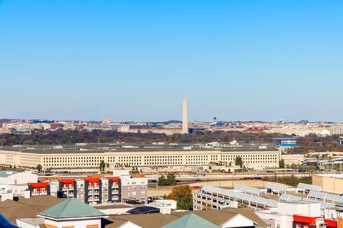 a view of the monument and the city