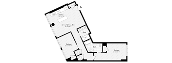 A black and white image of a house floor plan.