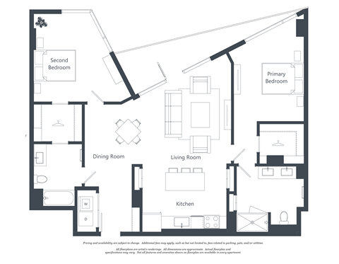 A black and white image of a house floor plan.