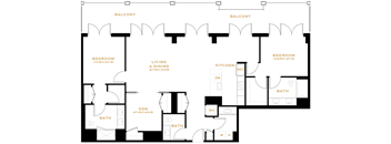 floor plan of a three story house with bedrooms and baths and a patio