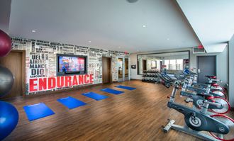 Fitness center with yoga mats