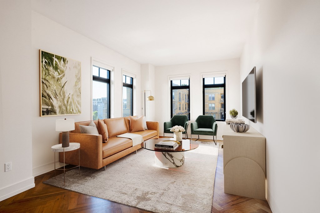 a living room with a couch and a coffee table