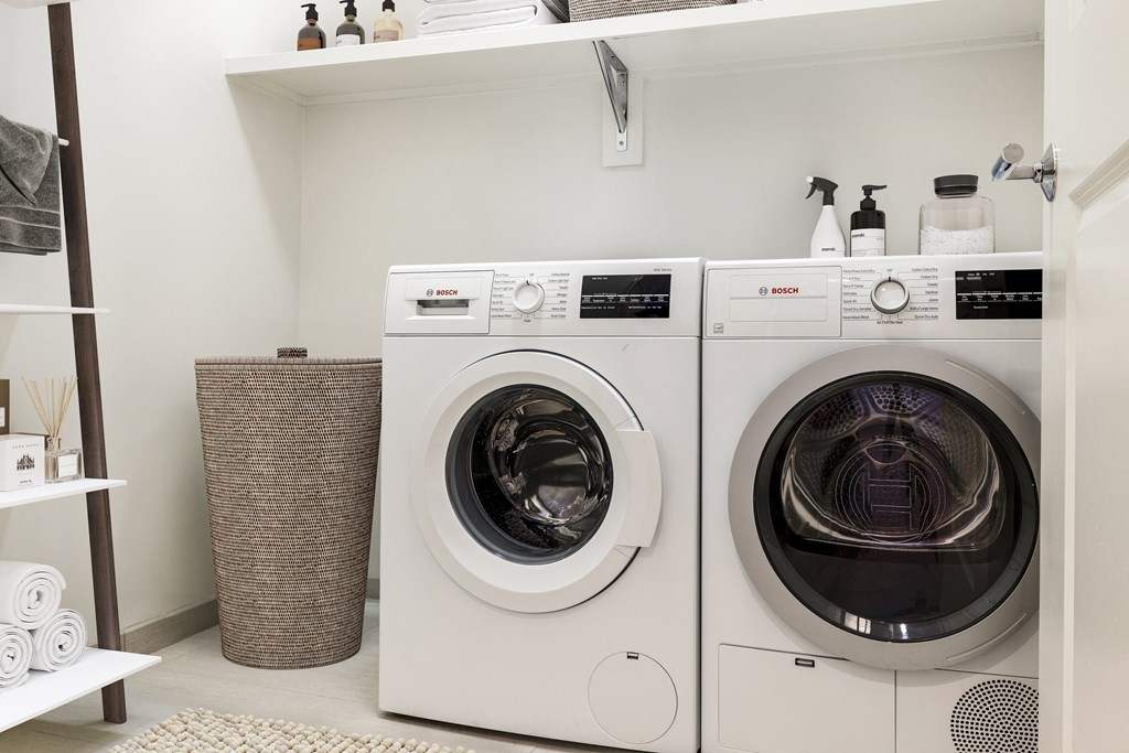 a washer and dryer in a laundry room