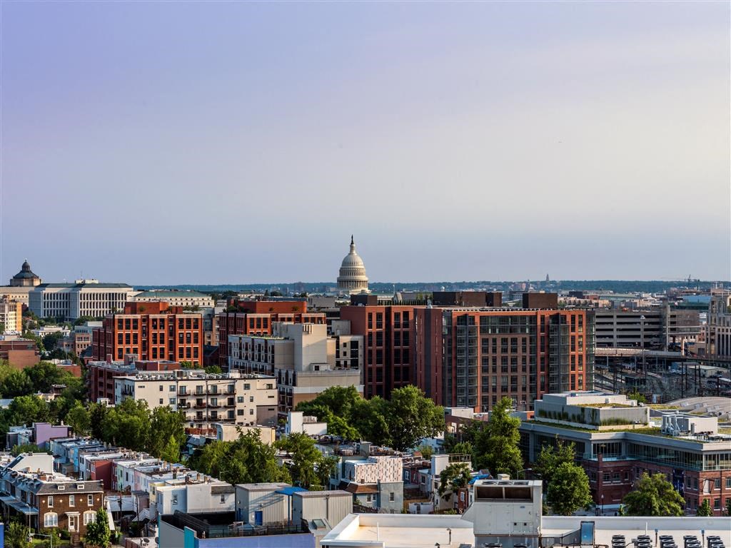 a view of the capitol building from above the city