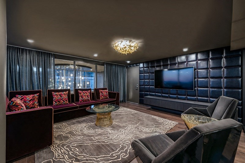 a living room with a couch and a television