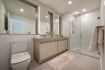 Spa inspired bathrooms with stone counters