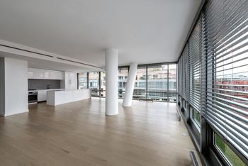Natural oak, wide plank hardwood flooring
